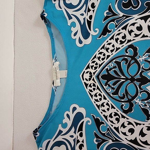 DressBarn Women's Black White Blue Floral 3/4 Sleeve Tunic Top, Mp - Picture 4 of 7